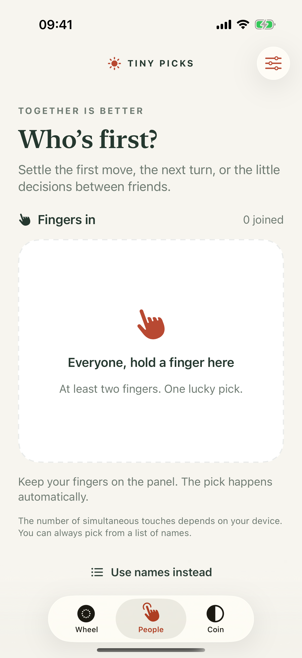 iPhone people picker screen